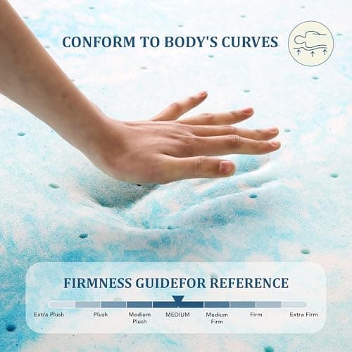 EGO Topper 4 Inch Full Memory Foam Mattress Topper, Gel Foam Mattress Topper for Pressure Relief, Ventilated Design Bed Topper in a Box, CertiPUR-US Certified, 54"×75", Medium 6