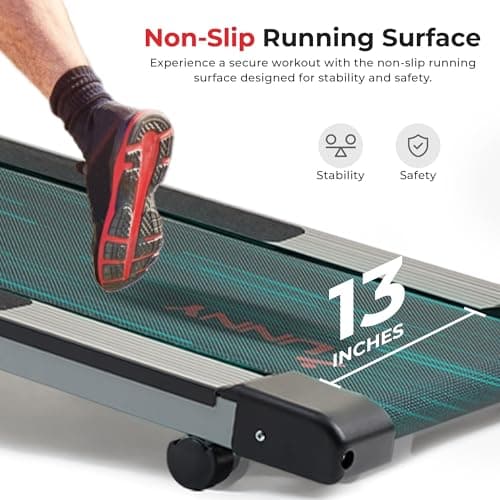 Sunny Health & Fitness Manual Walking Treadmill, Non-Electric, Foldable & Compact Design, Quiet Tread Pad, Transportation Wheels, Non-Slip Handlebars, Digital Monitor for Apartment, Gym, Home Office 5