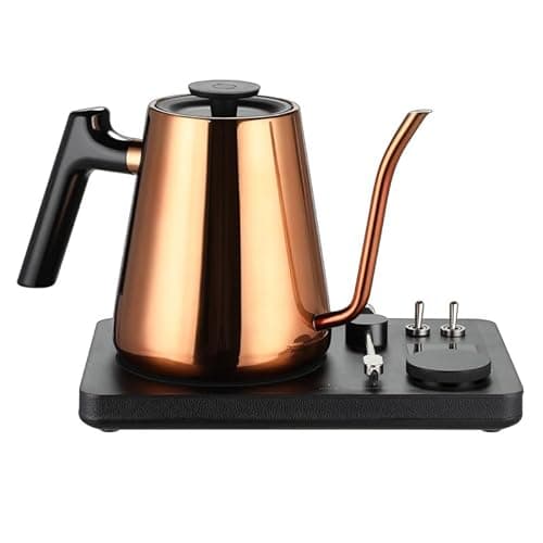 Lafeeca DJ Electric Gooseneck Kettle for Pour Over Coffee & Tea - Water Boiler - Turntable Design - Quick Heating & Temperature Control - Copper