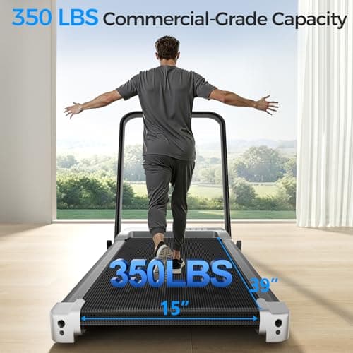 ShineMaos Walking Pad Treadmill with Handle Bar for Home Office,3.0HP Low Noise Portable Folding Under Desk Treadmill with Remote Control,Jogging Running Machine,350 Lbs Capacity,LED Display 3