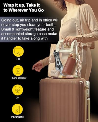 MySmile Powerful Cordless 350ML Water Dental Flosser Portable OLED Display Oral Irrigator with 5 Pressure Modes 8 Replaceable Jet Tips and Storage Bag for Home Travel Use (Black) 6