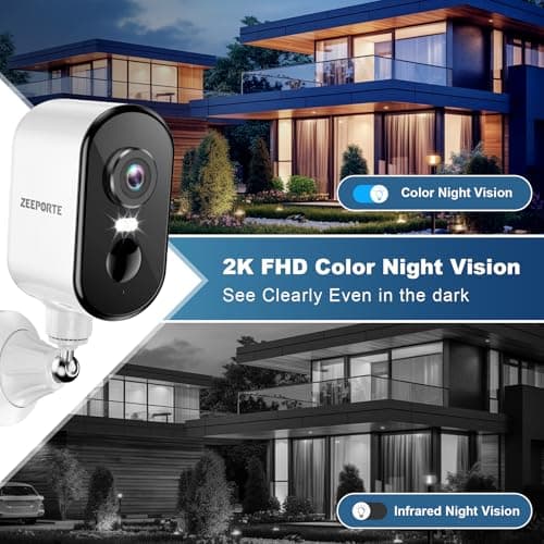 2K Security Cameras Wireless Outdoor, Pan Rotating 360° Battery Powered WiFi Camera with AI Motion Detection, Color Night Vision, Spotlight, Siren, 2-Way Talk, Waterproof, SD/Cloud Storage 6
