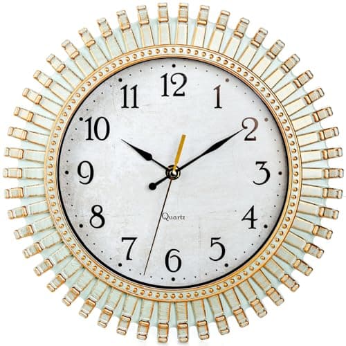 Noamus 12" Retro Wall Clock, Silent Non-Ticking Round Clock, Aqua Battery Operated Quartz Clock, Plastic Vintage Clocks for Living Room Bedroom Kitchen Home Office Classroom School Decor