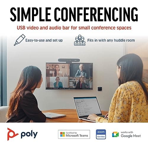 Poly Studio R30 4K Video Conferencing Bar (Plantronics) – Camera, Mic, & Speaker for Small Rooms – Automatic Camera Framing – Noise Reduction Technology – Works w/Teams, Google, Zoom –Amazon Exclusive 2