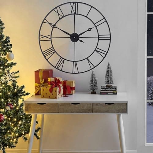 CLXEAST 30 Inch Large Wall Clock Modern, Oversized Roman Numeral Decorative Black Metal Wall Clock for Living Room Decor,House Warming Gifts New Home 6