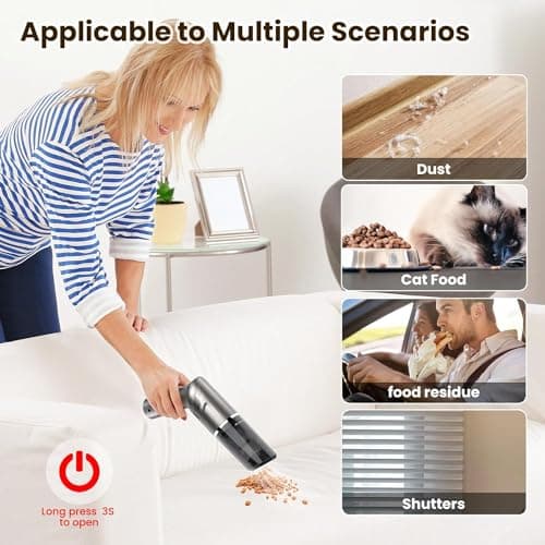 MZGO Car Vacuum Portable Cordless 120W/12kPa High Power Handheld Portable Handheld Vacuum Cordless Cleaner with Low Noise Wet and Dry Use Auto Vacuum Cleaner for Car Home Cleanning 5