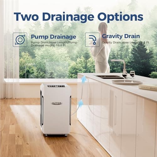 ALORAIR Energy Star Most Efficient Commercial-Grade Dehumidifier with Pump & Drain Hose Whole-House Dehumidifier for Basement, Home, Bathroom, Bedroom, Garage, Warehouse, Industrial 5-Year Warranty 8