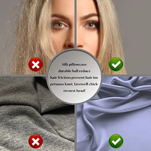 Mulberry Silk Pillowcase for Hair and Skin Pillow Case with Hidden Zipper Soft Breathable Smooth Cooling Silk Pillow Covers for Sleeping (Grayish Blue, King,1Pcs) 5