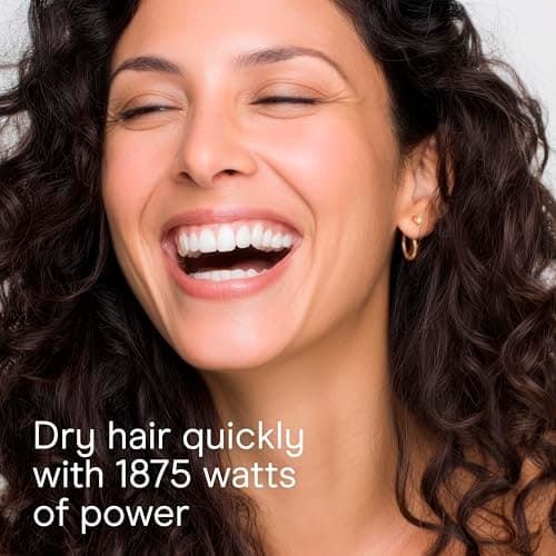 Conair Hair Dryer, 1875W Turbo Blow Dryer with Tourmaline Coating and Ionic Conditioning, Includes Diffuser and Concentrator Attachments, 2 Heat & 2 Speed Settings, Blue/Black 6