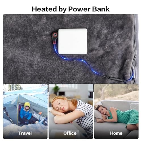 UFVCOV Portable USB Heated Blanket, Wearable Heated Shawl Wrap, Battery Operated Electric Blanket for Office, Rechargeable Heated Lap Blanket Throw, Gift for Women (Battery Not Included) 7