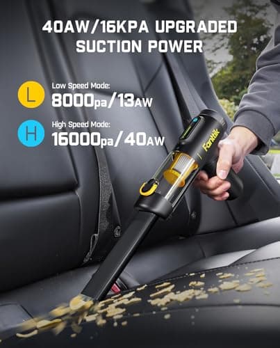 Fanttik Slim V10 Mix Cordless Car Vacuum, 4 in 1 Handheld Air Duster, Color Smart LED Display, 16kPa Suction Power, Cordless Portable Mini Keyboard Vacuum for Car, Office Desk 5