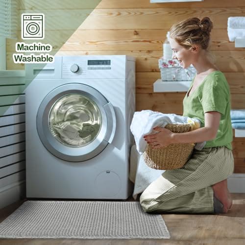 ZALL Grey Waffle Bath Mat,Super Absorbent Non Slip Bathroom Rug,Gray 18x30inch,Machine Washable Ultra Soft Floor Mats 5