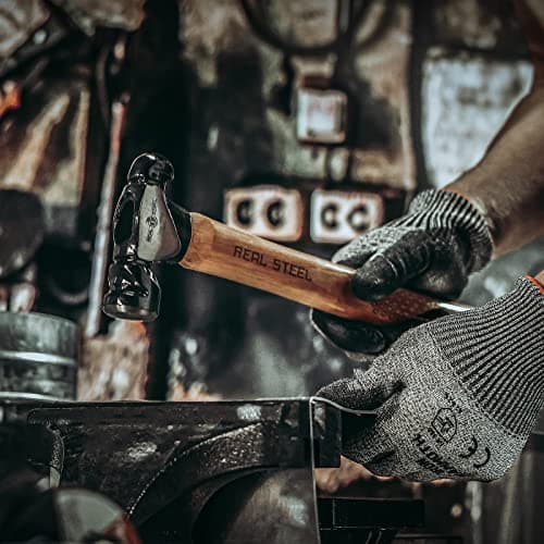 REAL STEEL Ball Peen Hammer with Genuine Hickory Wood Handle 24 Oz Forged Steel Head Ball Pein Hammer 0405 6