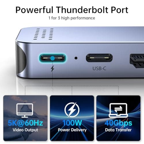 USB C Hub Adapter for MacBook Pro/Air M5 M4 M3 M2 M1 2025-2018 13" 15" 16", Mac Multiport Adapter, 8 in 2 MacBook Accessories Dongle with HDMI 4K, Thunderbolt 3, USB C&A Data Ports, SD TF Card Reader 7