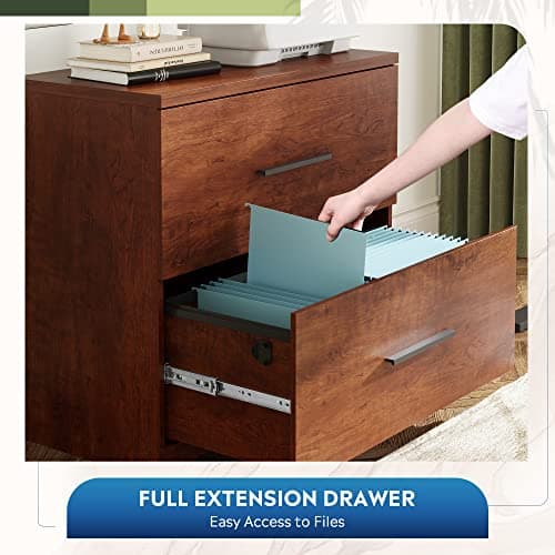 DEVAISE 2 Drawer Wood Lateral File Cabinet with Anti-tilt Mechanism, Storage Filing Cabinet for Home Office, Walnut 5
