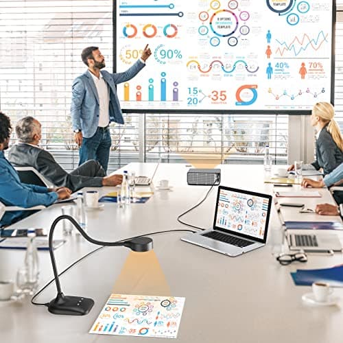 PAKOTOO USB Document Camera for Teachers, Webcam/Doc Camera for Classroom with A3 Format, 3-Level LED Lights, Image Invert, Fold, Dual mic for Mac OS, Windows, Zoom, OBS Work with Distance Learning 7