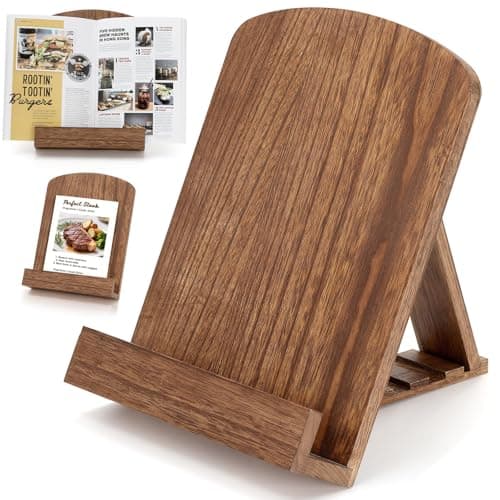 Cookbook Stand for Kitchen Counter, Solid Wood Recipe Book Holder Cook Book Stand with Adjustable Angle for Convenient Cooking, Perfect for Kitchen Countertop Decor