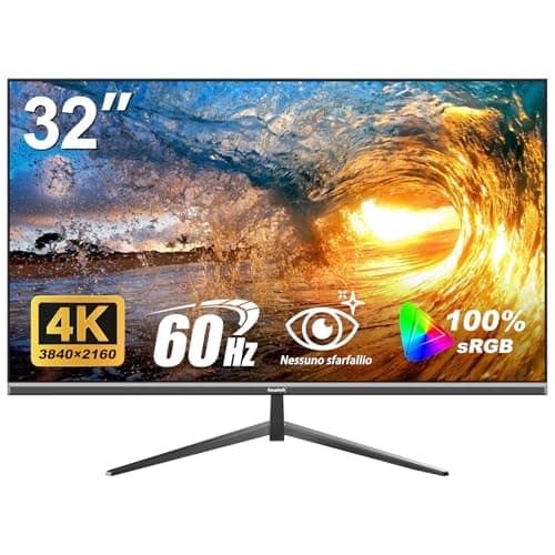 Gawfolk 32 Inch 4K UHD Computer Monitor, Ultra-Clear (3840×2160p) Screen, 100% sRGB,178° Viewing Angle, HDMI、Display Port, Compatible with Wall mounting 100 * 100MM - Black
