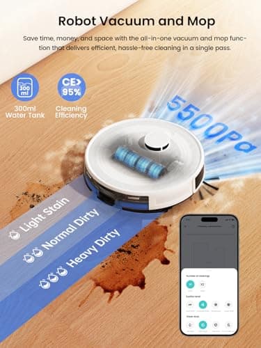 Lefant LiDAR Robot Vacuum and Mop, 90-Day Self-Emptying, 190° PSD Obstacle Avoidance, Customized Cleaning, Multi-Floor Mapping, 5500Pa Strong Suction, 140 Min Runtime, WiFi/Alexa/APP/iWatch, M2 Pro 6