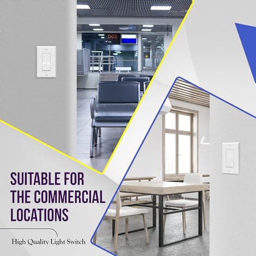 ENERLITES 3-Way Decorator Paddle Rocker Light Switch, Gloss Finish, Single Pole or Three Way, 3 Wire, Grounding Screw, Residential Grade, 15A 120V/277V, UL Listed, 93150-W-10PCS, White (10 Pack) 6