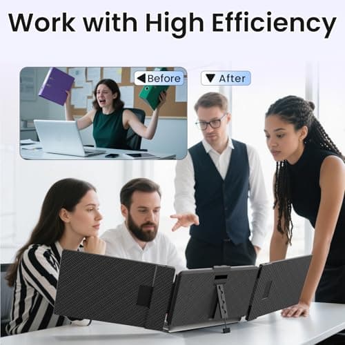 BOSII Laptop Screen Extender Monitor - 14 Inch Triple IPS FHD 1080P HDMI/USB-A/Type-C Extended Portable Monitor for Laptops (Maximum Length: 15.74") Compatible with Windows Mac Travel Work 7