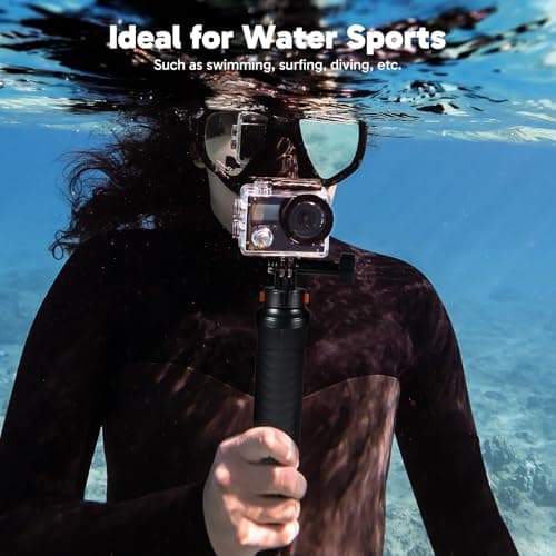 AKASO Brave 4 Action Camera with Waterproof Floating Hand Grip and Carry Bag Bundle - 4K30 20MP Ultra Hd EIS 131ft Underwater Camera 5xZoom Dual Screen with Helmet and Bicycle Accessories Kit 8