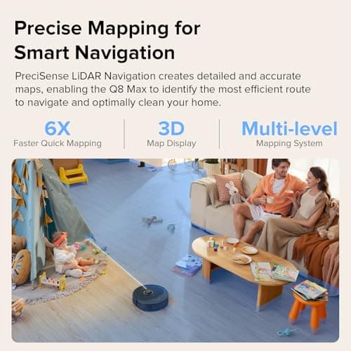 roborock Q8 Max Robot Vacuum and Mop Cleaner, DuoRoller Brush, 5500Pa Strong Suction, Lidar Navigation, Obstacle Avoidance, Multi-Level Mapping, Perfect for Pet Hair 5