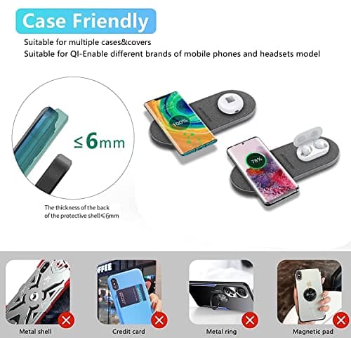 40W Wireless Charging Pad,Dual 20W Charging mat for Apple iPhone 16 15 14 13 12 11 Pro/Max/Mini/Plus/XS/XR,Airpods 4/3/Pro,2 in 1 Wireless Phone Charger for Samsung,Pixel,Xperia(with PD Adapter) 7