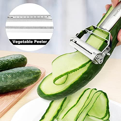 PrinChef Vegetable Peeler, 3 in 1 Versatile Y Potato Peeler for Kitchen| Ultra Sharp Julienne Peeler with Anti-Slip Handle | Stainless Steel No-Rust Veggie Peeler, Heavy Duty 5