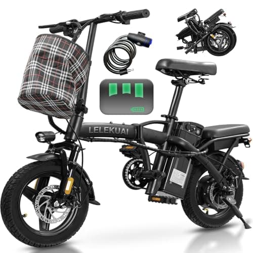 Electric Bike for Adults Teens, Folding Ebike,Commuter City Foldable E Bike with 560W Motor and 48V 10Ah Battery, 21.6MPH Speed Pedals Assist, Dual Disc Brakes,14" Compact Electric Bicycle with Basket