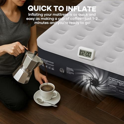 InnoTruth Camping Air Mattress, Full Size with Built in Pump, Inflatable Mattress Blow up Mattress, Family Choice Award Winner-13 Colchones Inflables Foldable Air Bed for Guest & Home, Grey 6