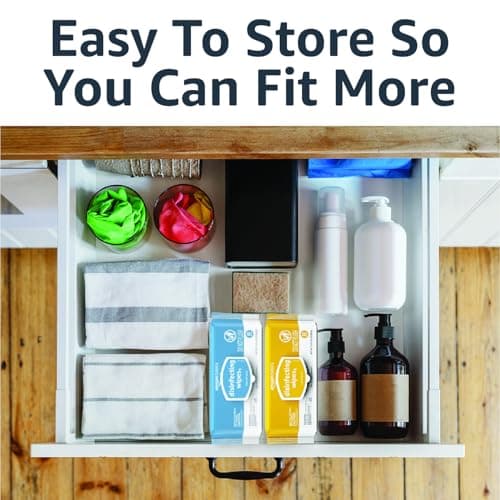 Amazon Basics Disinfecting Wipes, Lemon & Fresh Air Scent, Multi-Surface, Sanitizes/Cleans/Disinfects/Deodorizes, Strong & Convenient, 320 Count (4 Packs of 80) 6