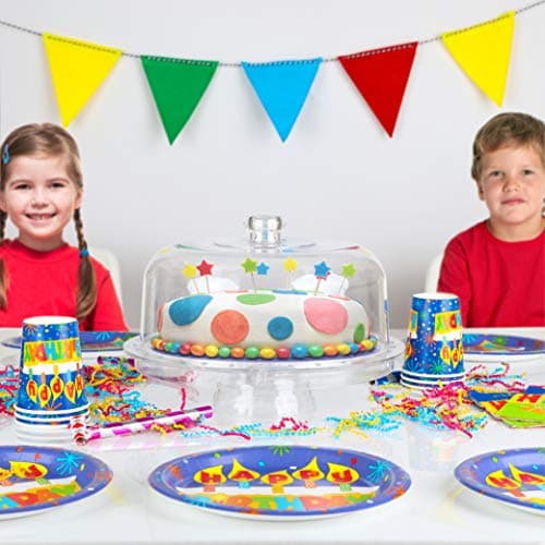 Homeries Acrylic Cake Stand with Lid, Cake Plate, (6 in 1) Multi-Functional Serving Platter, Large Cake Stand with Dome, Cake display stand with lid & Cake Dome - Use as Cake Holder, Cake Cover 6