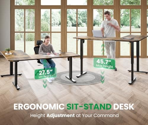 SIAGO L-Shaped Standing Desk - 63 x 55 Inch Adjustable Corner Standing Desk with Charging Station - L Shape Sit Stand Table with Memory Controller, Splice Board for Home Office 7