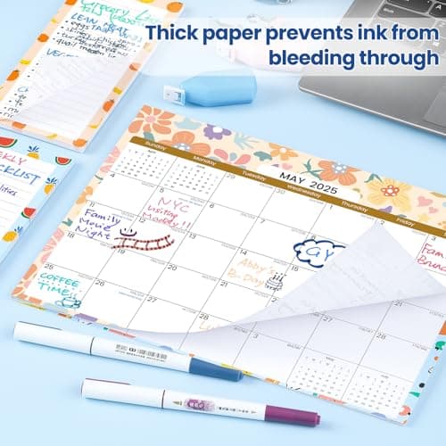 2025-2026 Magnetic Calendar for Refrigerator with 2 Pack Magnetic Note Pad for Fridge, 2 Year from January 2025 to December 2026 with Seasonal Patterns, Aesthetic Magnet Wall Calendar - 11''*8.5'' 7