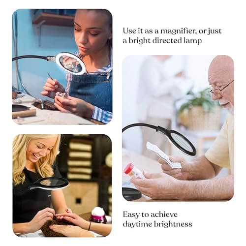 Brightech LightView Pro Flex 2 in 1 Magnifying Desk Lamp, 2.25x Light Magnifier, Adjustable Gooseneck Magnifying Glass with Light for Crafts, Reading, Close Work 6