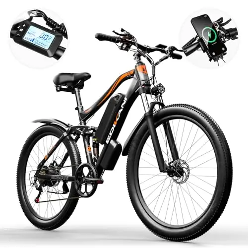 Electric Bike for Adults Peak 1500W 32Mph 840Wh Battery 27.5" Ebike 80 Miles Electric Mountain Bicycle for Men 7 Speed Gears Full Suspension System for Commuter