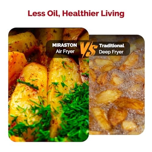 MIRASTON Air Fryer, 8.5QT Family Size Digital Air Fryers, BPA-Free, Smart Touchscreen with 8-Preset, Air Frying, Reheat Leftovers, Party Food, Fast Cooking, Dishwasher-Safe, Stainless Steel 8