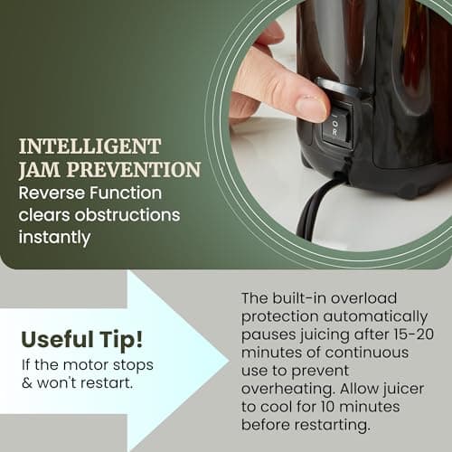 Elite Gourmet EJX600 Mini Compact Small Space-Saving Masticating Slow Juicer Cold Press Juice Extractor, Nutrient and Vitamin Dense, BPA-Free Tritan, Easy to Clean, 16 oz Juice Cup, Charcoal Grey 7