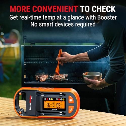 ThermoPro TempSpike Plus 600ft Wireless Meat Thermometer with 2 Color-Coded Probes, Bluetooth Meat Thermometer Wireless with LCD-Enhanced Booster for Food Cooking Grill Smoker 5