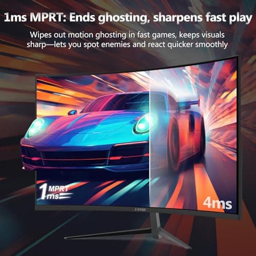 Z-Edge 24 inch Gaming Monitor, 200Hz 165Hz Curved 1650R Computer Monitor, FHD 1080P, Ultra-Fast MPRT 1ms Curved Monitor, 300nits, 16.7M Colors, UG24 1X DP 1.4 Port and 1X 2.1 HDMI Port 5