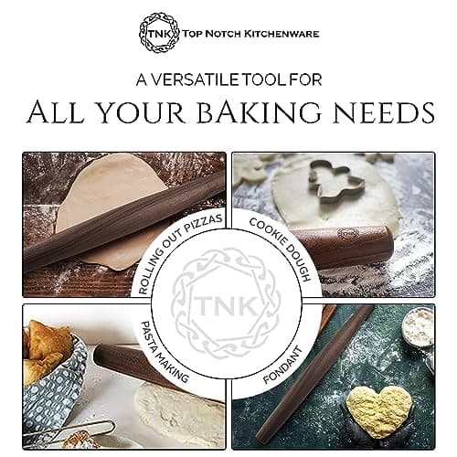 Premium Black Walnut French Style Rolling Pin - Tapered, Non-Stick, Ergonomic Design for Precision Baking, 18 Inches By Top Notch Kitchenware 7