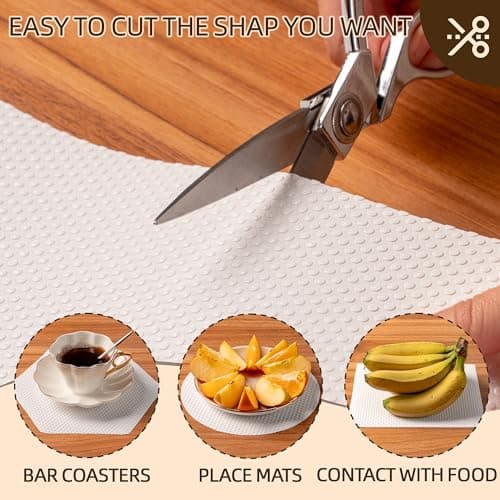 Shelf Liner for Kitchen Cabinets White- Food Safe, Non-Adhesive, and Waterproof - Easy to Clean and Reusable - Perfect for Shelves,Fridge,Drawers,Cupboard and Pantry Cabinets 12'' X 120 Inch 3