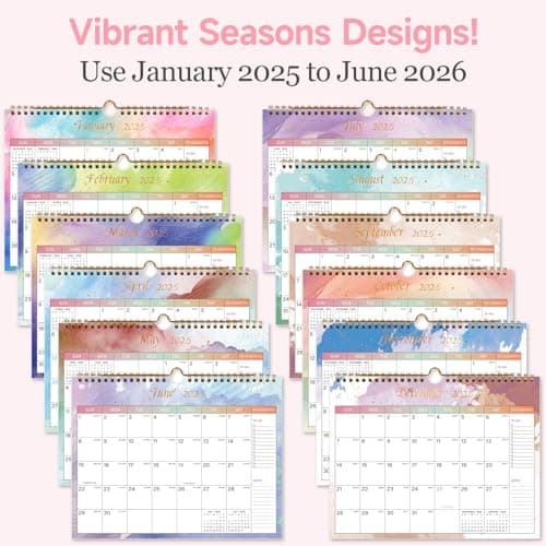 Lbylyhxc 2027 Calendar - Includes January 2027 to June 2028-18 Monthly Wall Calendar 2027, 11 x 8.5 Inches.Thick Paper with Julian Dates and Block for New Year and Christmas Presents (Wall Calendar Colorful) 5