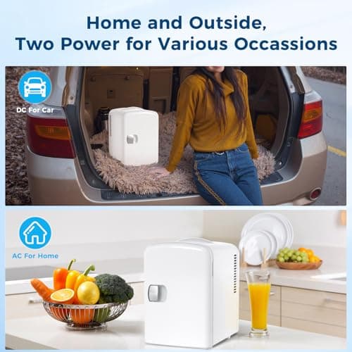 Antarctic Star Compact Refrigerator, Portable Mini Fridge, Skin Care 4L Capacity/6 Cans, for Bedroom, Car, Office & Dorm, Small Cooler for Cosmetics, Beverage and Food, White 7