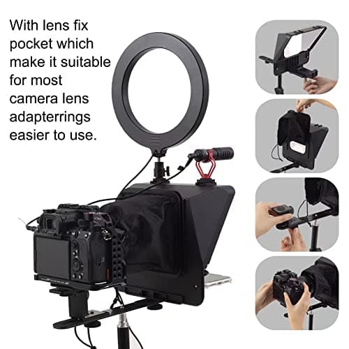 Inmei A10 Portable Teleprompter for Smartphones & DSLR Cameras with Phone Holder, Remote Control Ideal for Live Streaming, Interviews, Speeches & Video Production 5