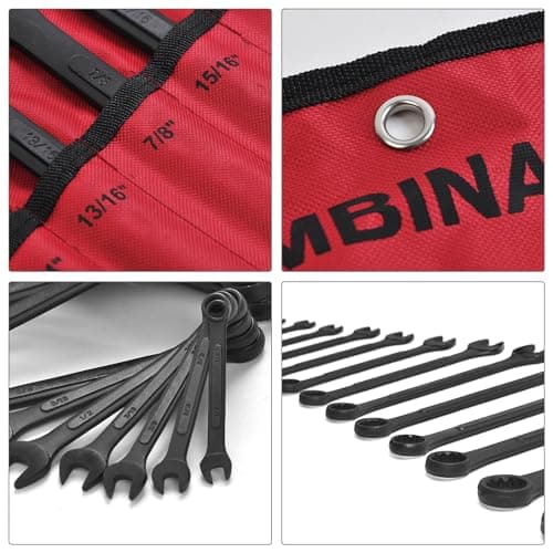 WINMAX TOOLS AUTOMOTIVE 16 Piece SAE Combination Wrench Set, 1/4" to 1-1/4" SAE Wrench Set with Roll Up Pouch 6