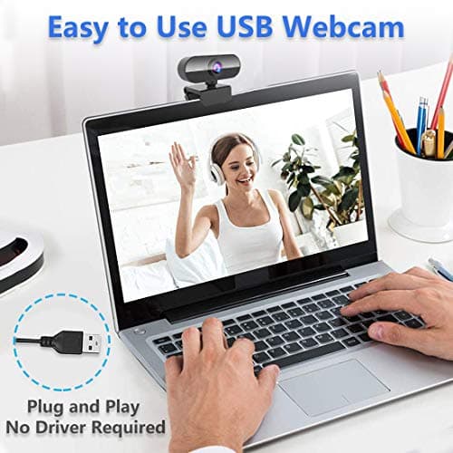 FWV Webcam with Microphone&1080P HD Web Cam,Stand for PC/MAC/Laptop/Desktop, Wide Angle Web Cameras for YouTube,Skype,Zoom,Xbox One,Video Calling,Studying and PS4 5