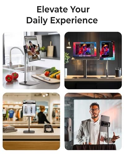 COOPER TabStand - Height Adjustable iPad Stand for Desk, Tablet Holder, 16" Portable Monitor Stand | Aluminum Alloy Telescoping Tablet Tripod for All iPad, Pro, Air, Mini & Kindle (Night Black) 5