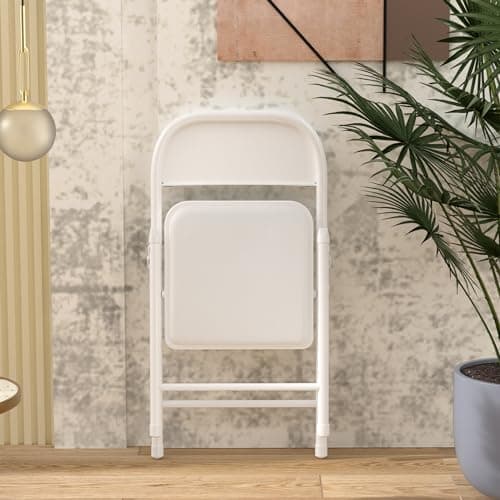 Molylain 2 Pack White Folding Chairs with Padded Cushion, Portable Stackable Foldable Chair for Indoor Outdoor, Commercial Seat with Metal Frame for Home Office Events Wedding Party (2, White) 8